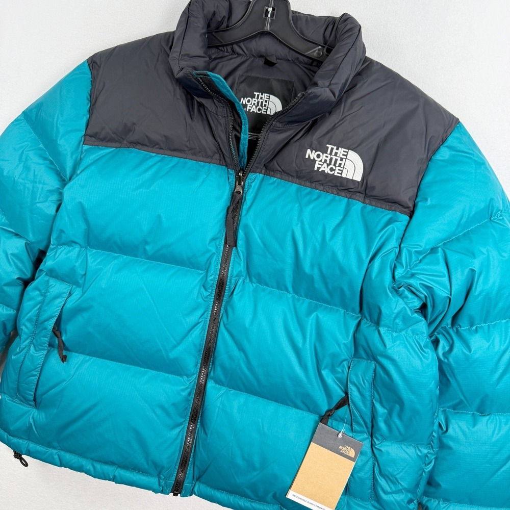The North Face Nuptse Jacket Size 3X Womens Plus Harbor Blue Hidden Hood - NEW